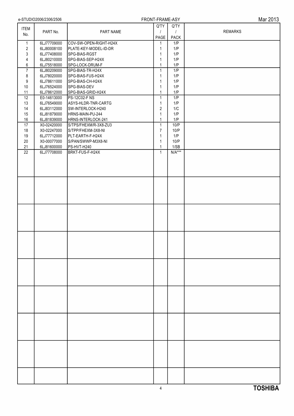 TOSHIBA e-STUDIO 2006 2306 2506 Parts List Manual-6